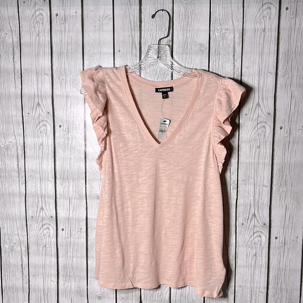 Express skimming slub ruffle sleeve tee